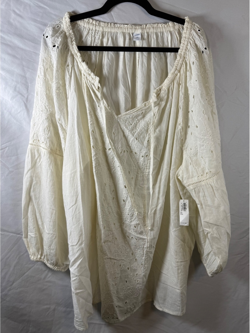 Old Navy Plus Size 4X Cream Eyelet Peasant Blouse
